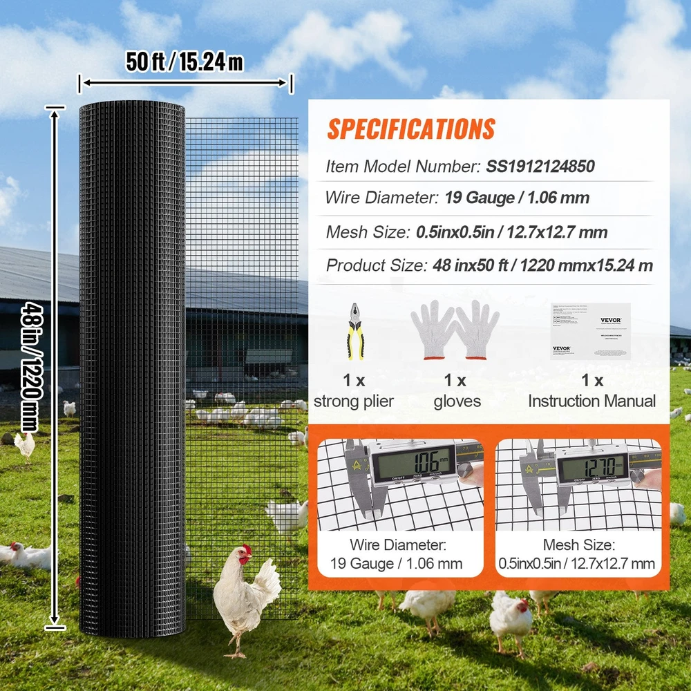 VEVOR Tinklinis aptvaras 48x50, cinkuota viela