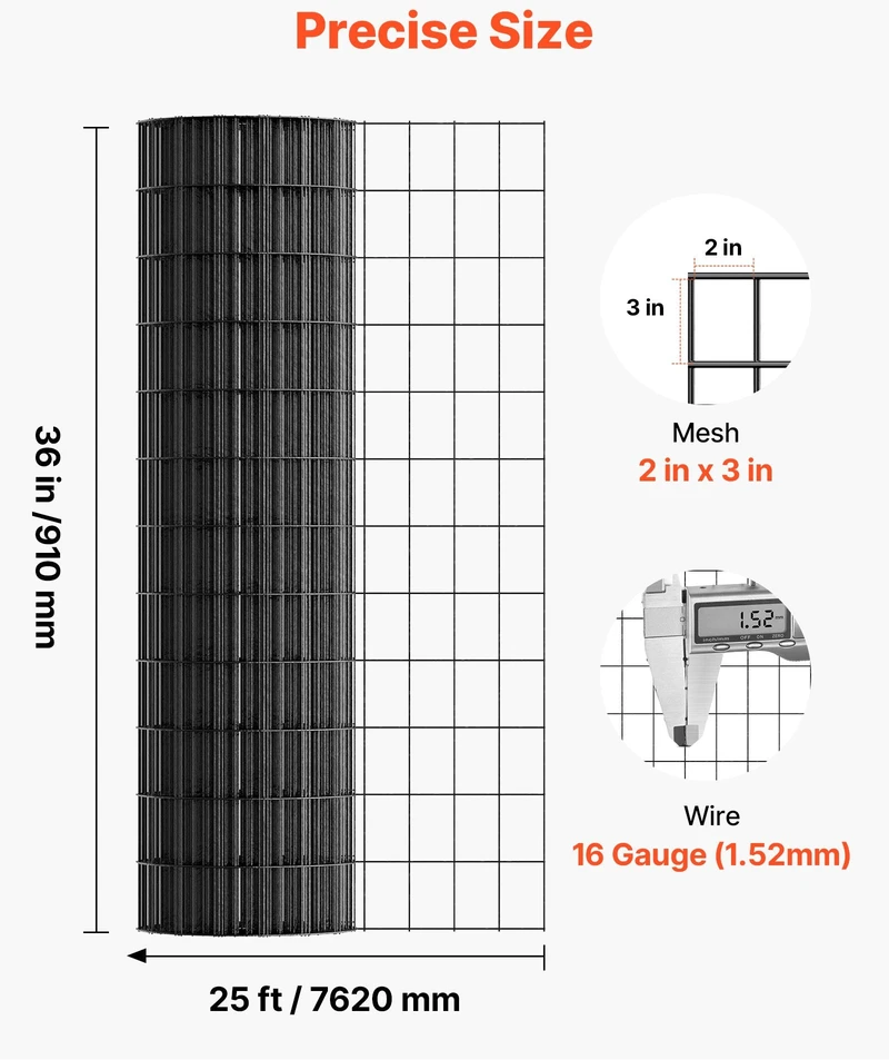 VEVOR Tinklo audinys 91 cm x 7.62 m, 5 x 7.6 cm akys