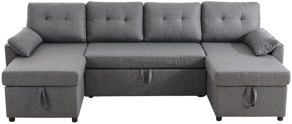 VEVOR U formos 6 vietų miegamoji sofa pilka