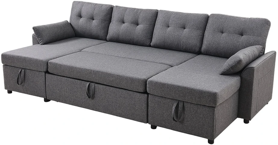 VEVOR U formos 6 vietų miegamoji sofa pilka