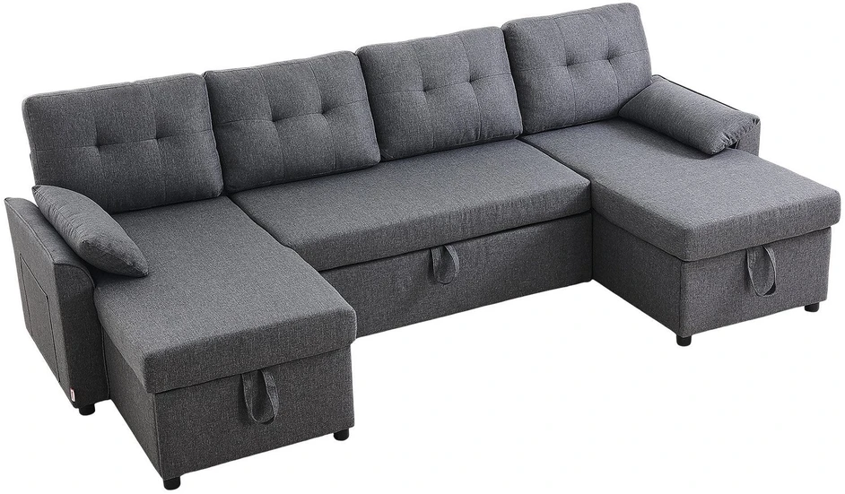 VEVOR U formos 6 vietų miegamoji sofa pilka