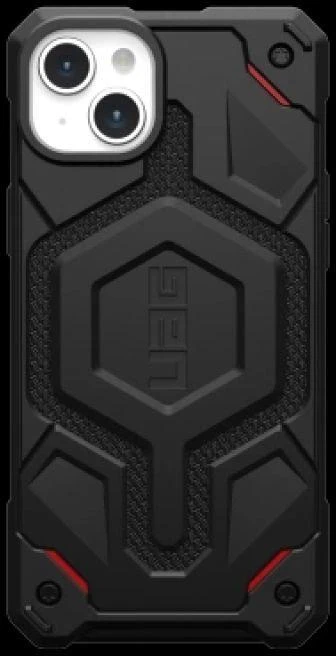 UAG Urban Armor Gear dėklas MONARCH, skirtas IPHONE 15 Plus, juodas, kevlarinis