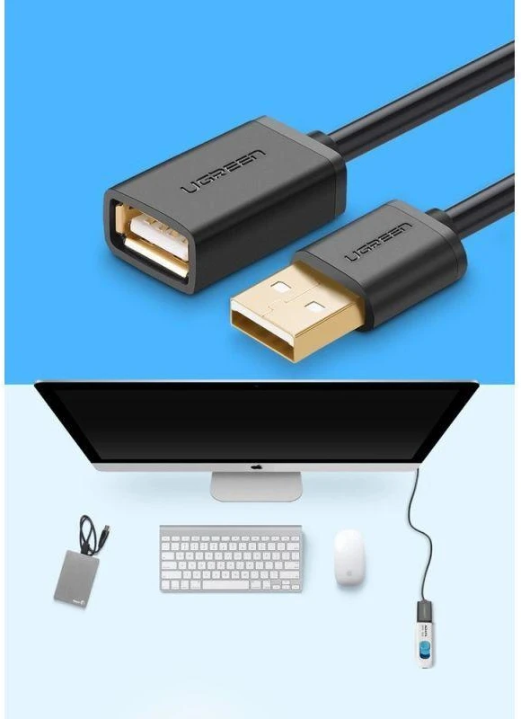 iLike UGREEN US103 USB 2.0 prailginimo kabelis 2m - Juodas