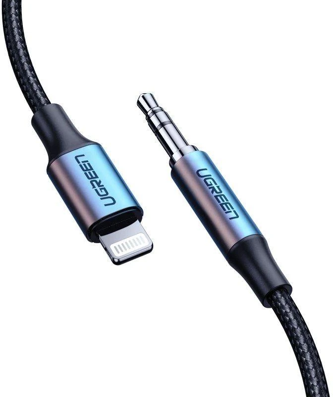Ugreen kabelis AUX MFI Lightning garso laidas - 3,5 mm mini lizdas, 1 m pilkas (70509)