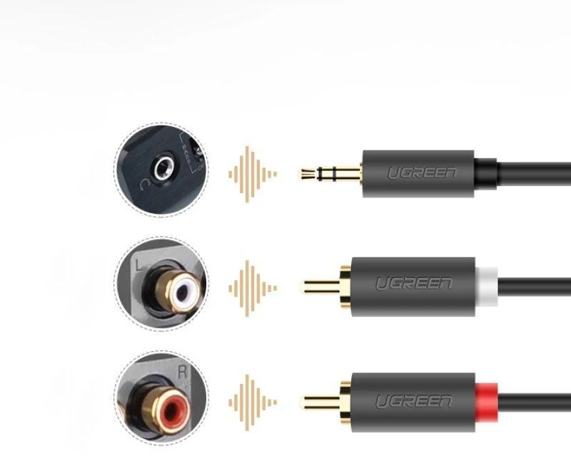UGREEN AV102 laidas 2x RCA (Cinch) - 3,5 mm 1,5 m