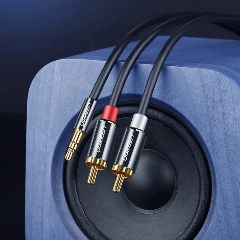 Lizdas iki 2RCA kabelis UGREEN AV116 3.5mm (Cinch) 5m (juodas)