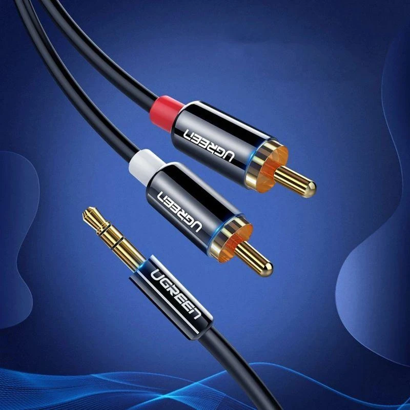 Lizdas iki 2RCA kabelis UGREEN AV116 3.5mm (Cinch) 5m (juodas)
