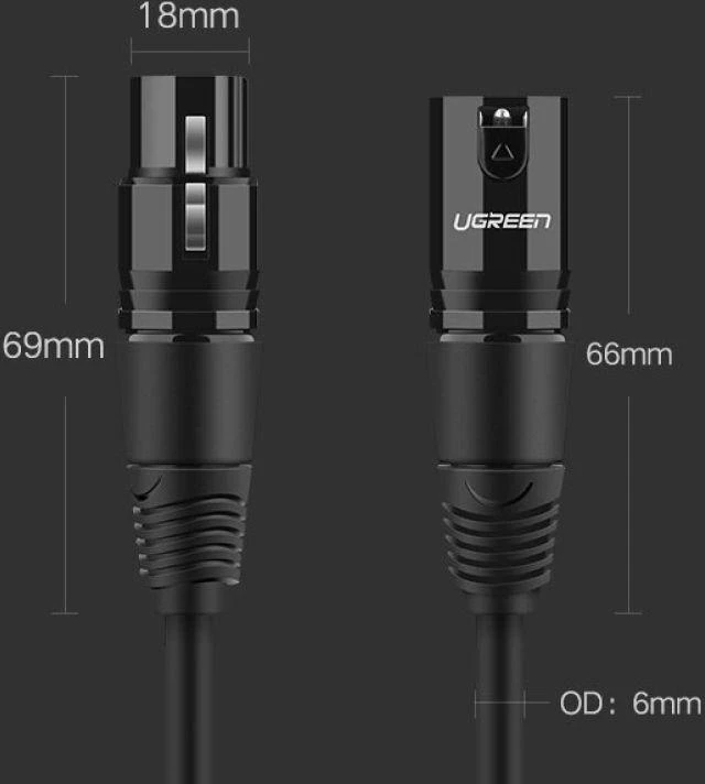 XLR lizdas XLR kištukinis kabelis UGREEN 20710B - 2m (juodas)