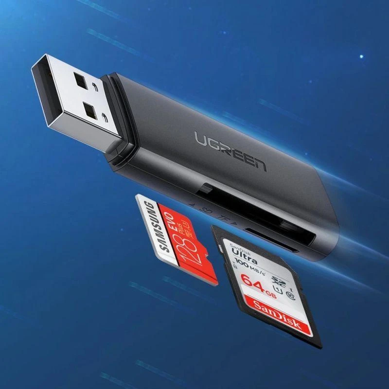 UGREEN CM264 TF/SD USB 3.0 atminties kortelių skaitytuvas juodas
