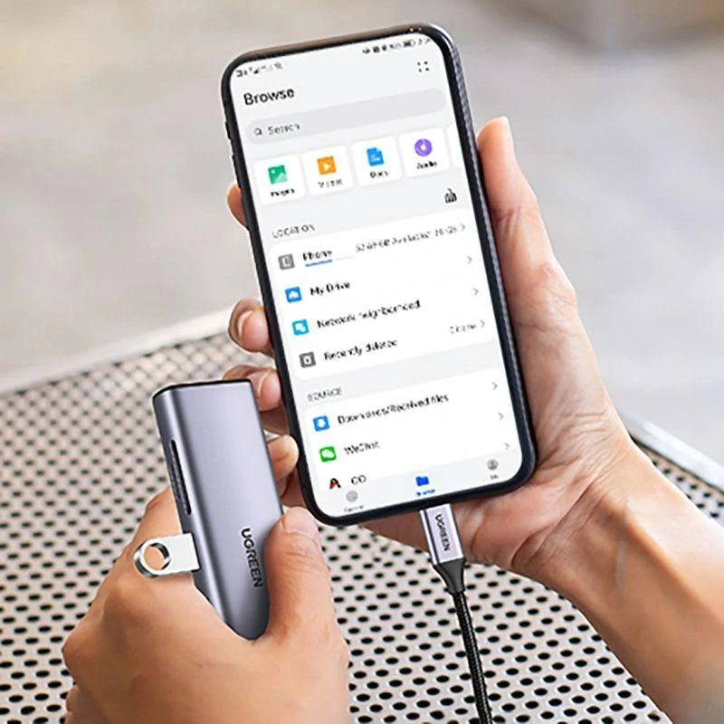 Adapterio šakotuvas UGREEN, USB-C iki 2x USB 3.0, HDMI, RJ45, SD/TF