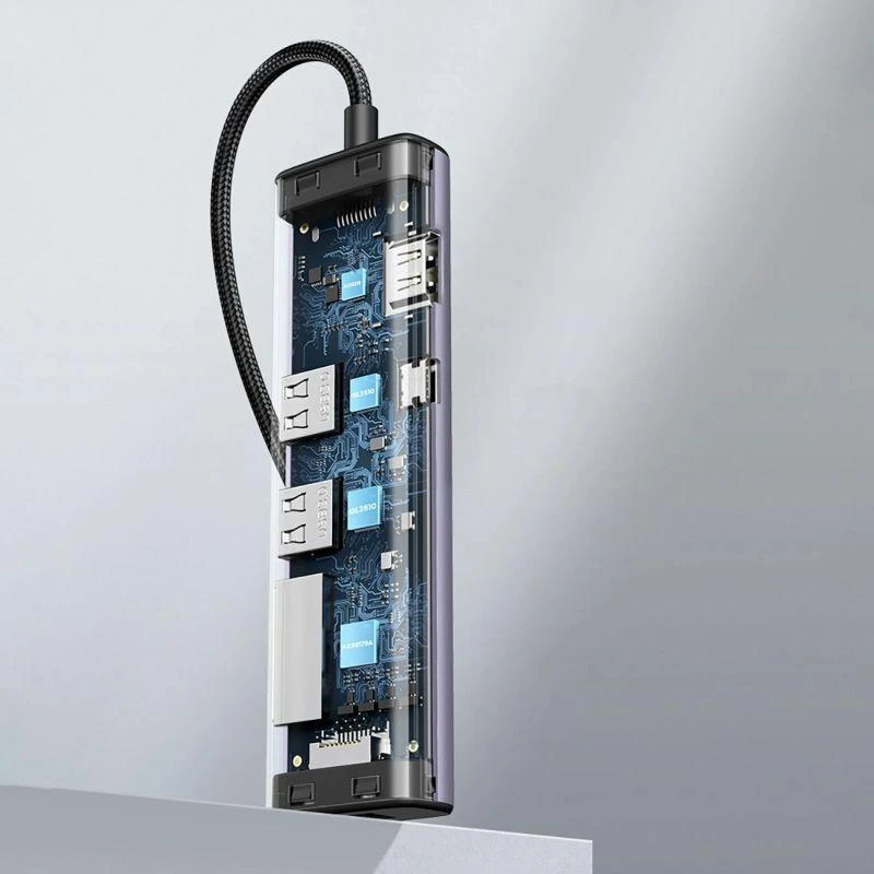 Adapterio šakotuvas UGREEN, USB-C iki 2x USB 3.0, HDMI, RJ45, SD/TF