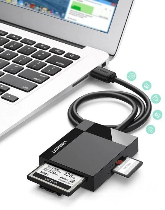 Kortelių skaitytuvas UGREEN CR125 4-in-1 USB 3.0 0.5m (juodas)