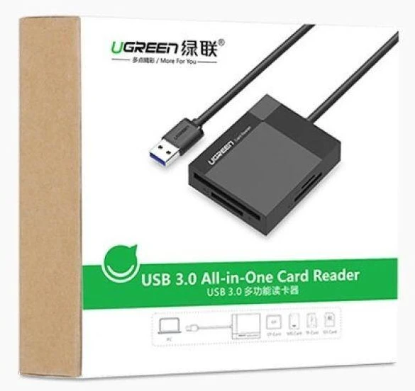 Kortelių skaitytuvas UGREEN CR125 4-in-1 USB 3.0 0.5m (juodas)