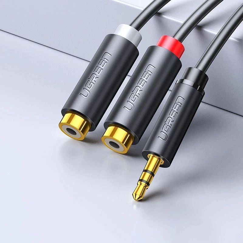 UGREEN AV109 kabelis 3.5 mm kištukas - 2xRCA (Cinch) lizdai 25cm