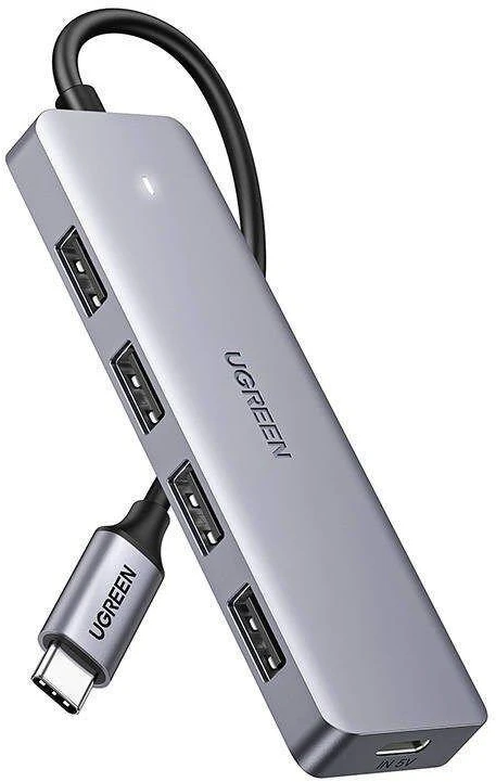 4 viename adapteris UGREEN Hub USB-C į 4x USB 3.0 + USB-C (pilkas)