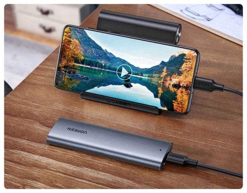 Ugreen Išorinis korpusas SSD M.2 NGFF SATA 3.0 5Gbps (USB-C lizdas), pilkas