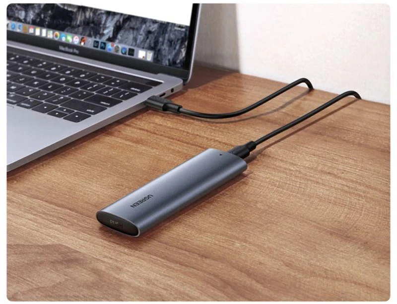 Ugreen Išorinis korpusas SSD M.2 NGFF SATA 3.0 5Gbps (USB-C lizdas), pilkas