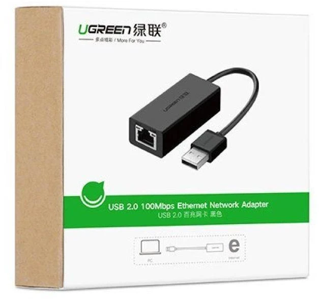 Tinklo adapteris UGREEN CR110 USB į RJ45 (juodas)
