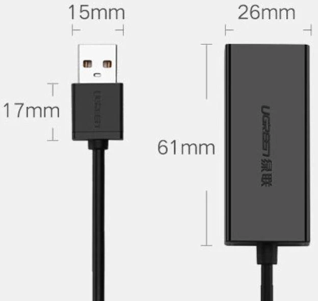Tinklo adapteris UGREEN CR110 USB į RJ45 (juodas)