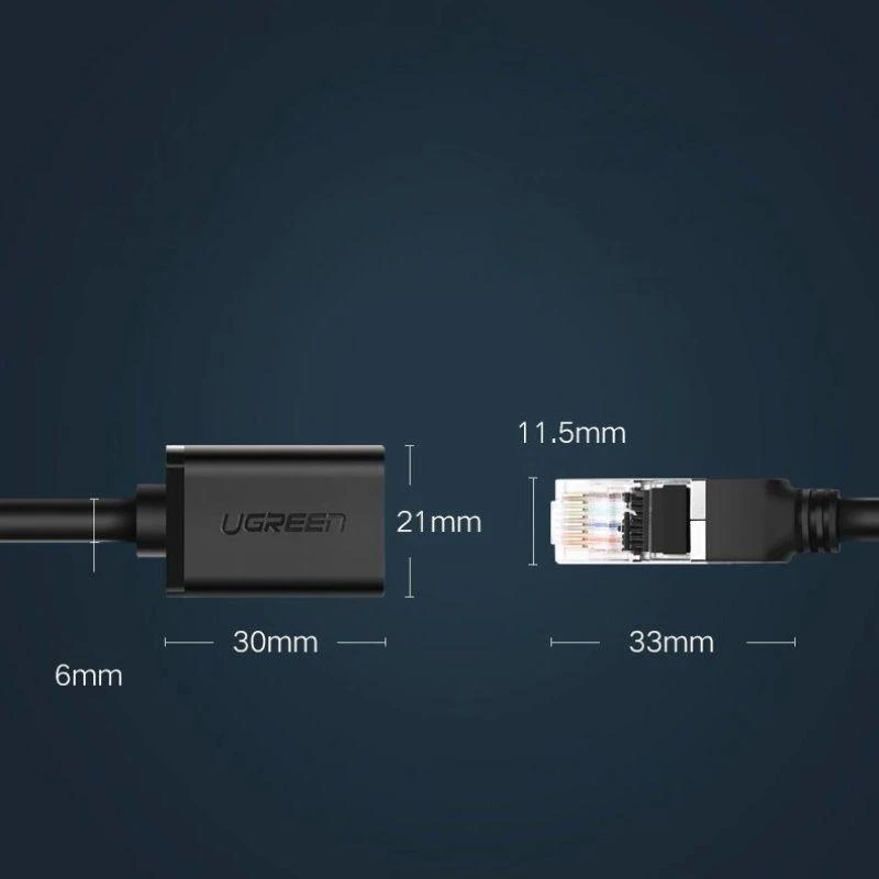 UGREEN Cat 6 FTP Ethernet RJ45 prailginimo lizdai vyrams ir moterims su ekranuojančiais 2 m juodais