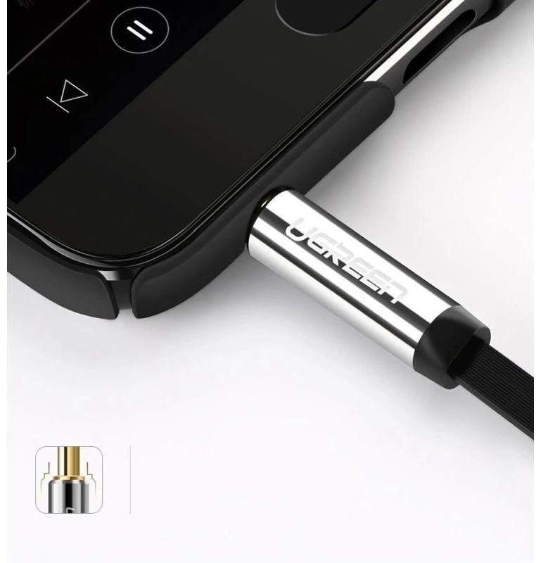 UGREEN Mini AUX 3.5mm kampinis kabelis 2m