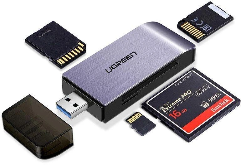 UGREEN USB Adapteris 4 in1 card reader SD + Micro SD (sidabrinis)