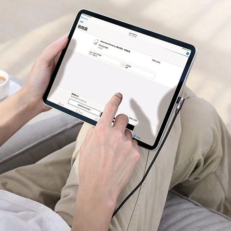 Ausinės Ugreen US255 50125 USB-C (tiesus) / USB-C (kampinis) PD QC laidas 60W 3A 2m - pilkas
