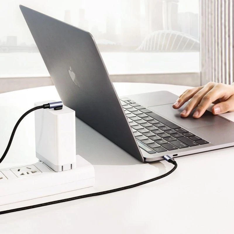 Ausinės Ugreen US255 50125 USB-C (tiesus) / USB-C (kampinis) PD QC laidas 60W 3A 2m - pilkas