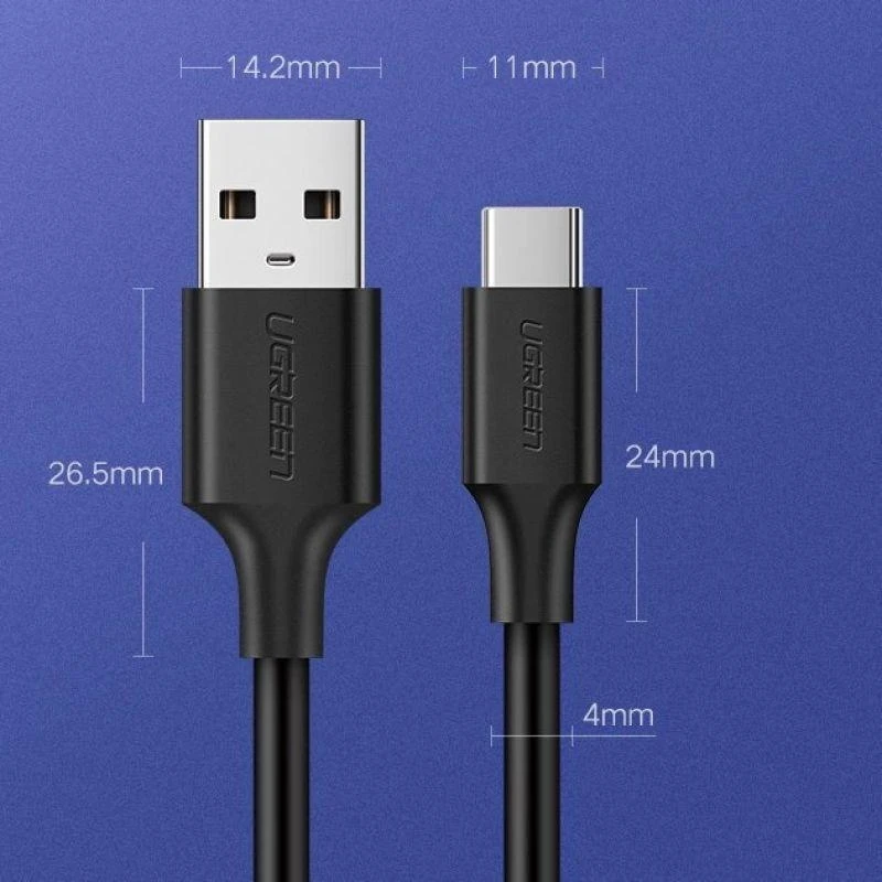 UGREEN nikelio USB-C kabelis 1.5m - Juodas