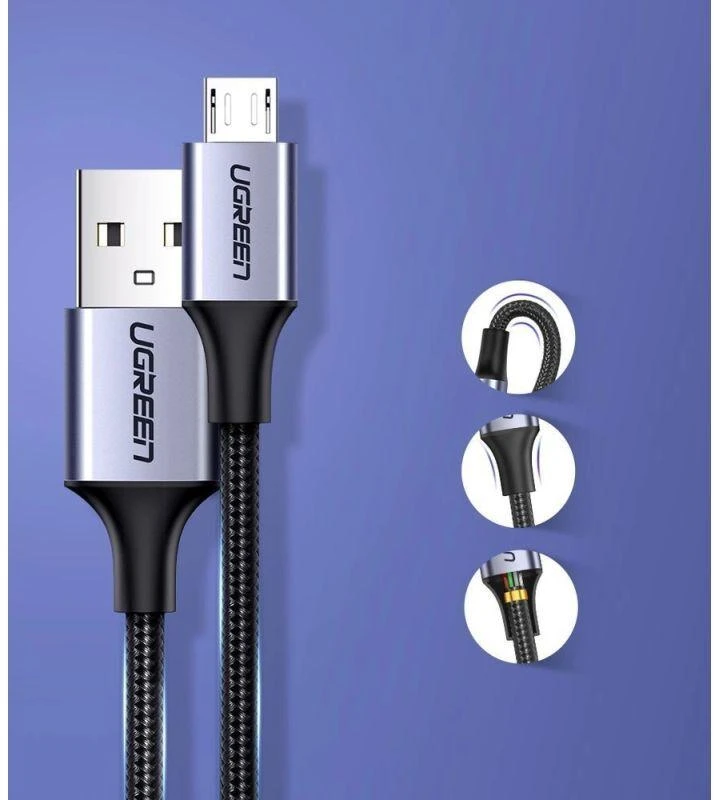 Laidas USB - Micro USB UGREEN US290 QC 3.0 2.4A 1m (juodas)