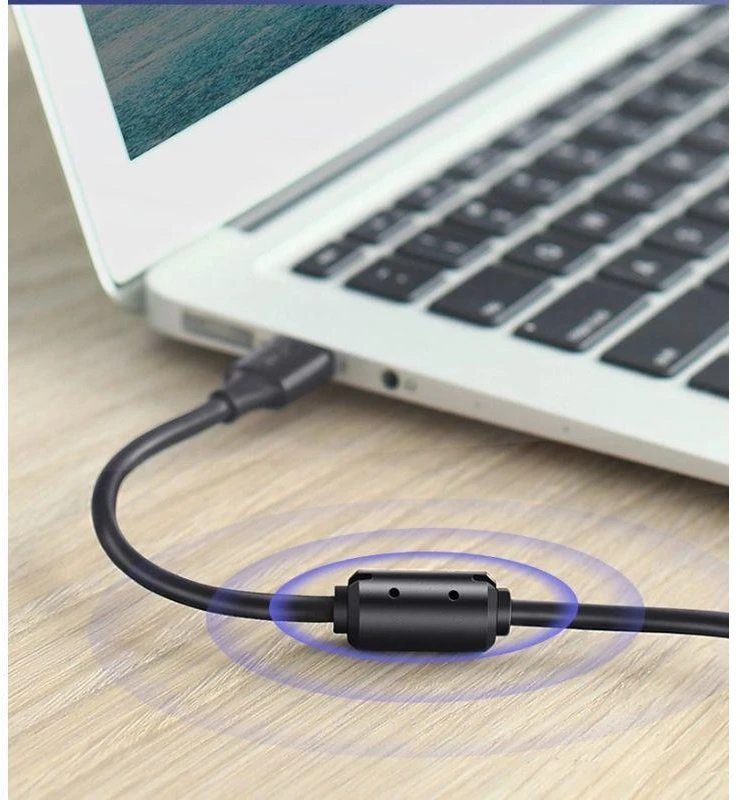 USB 2.0 AB spausdintuvo kabelis UGREEN US135, paauksuotas, 1.5 m (juodas)