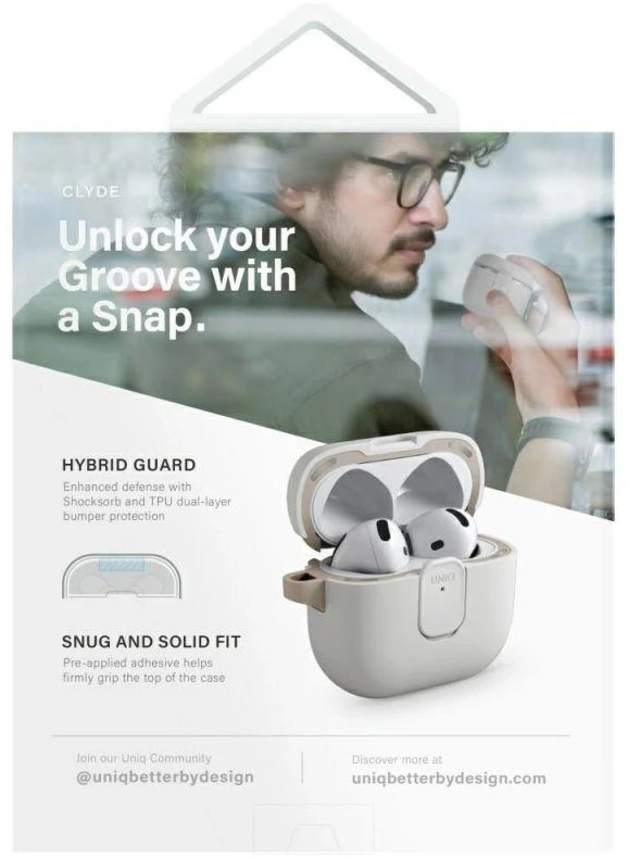 „Uniq Clyde Lock“ dėklas „AirPods 4“ ausinėms – smėlio spalvos