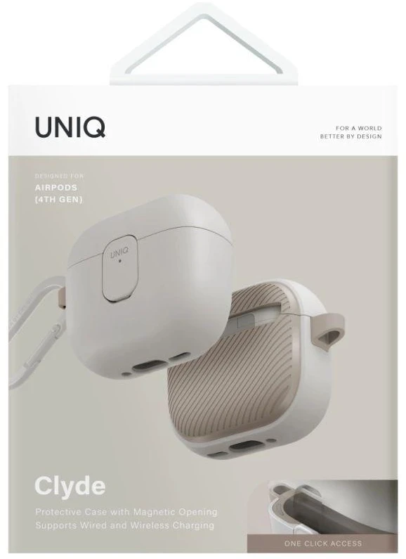 „Uniq Clyde Lock“ dėklas „AirPods 4“ ausinėms – smėlio spalvos