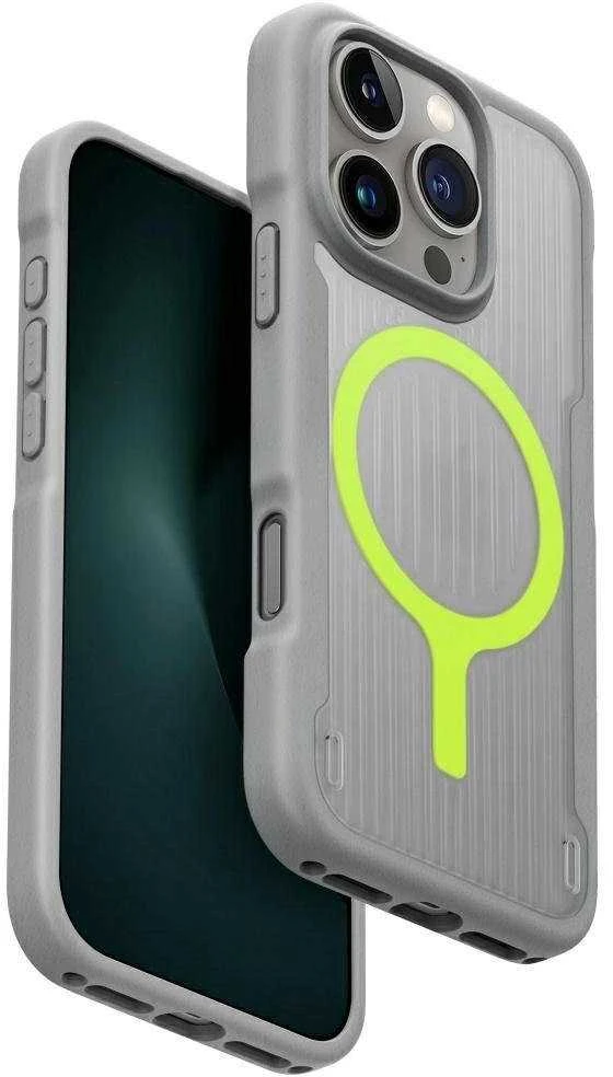 Uniq Combat Active Magclick įkrovimo dėklas, skirtas iPhone 16 Pro – pilkas