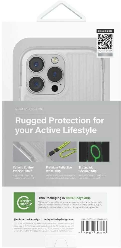 Uniq Combat Active Magclick įkrovimo dėklas, skirtas iPhone 16 Pro - Baltas