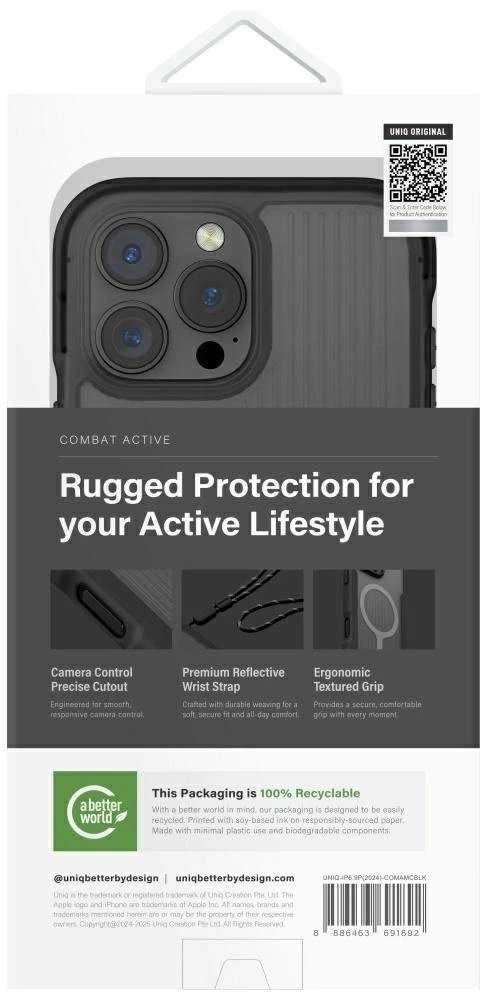 Uniq Combat Active Magclick įkrovimo dėklas, skirtas iPhone 16 Pro Max - Juodas