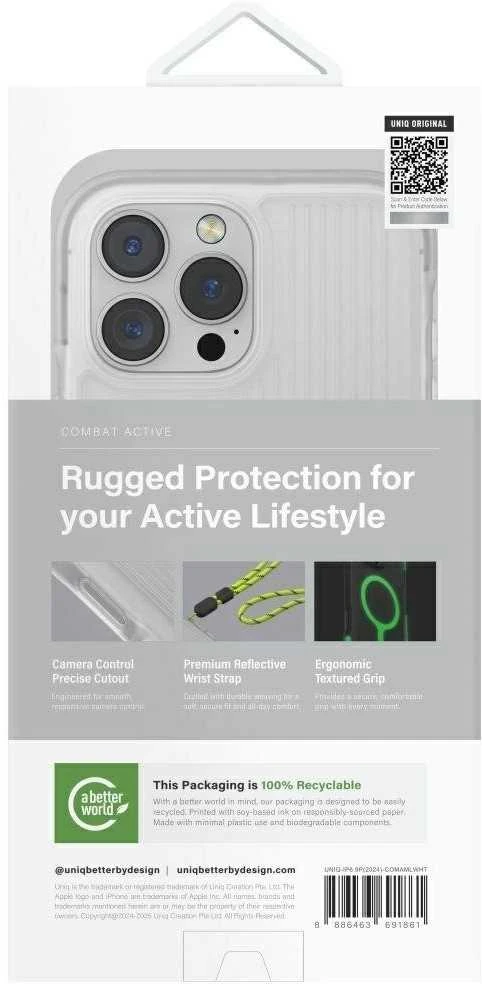 Uniq Combat Active Magclick įkrovimo dėklas, skirtas iPhone 16 Pro Max - Baltas