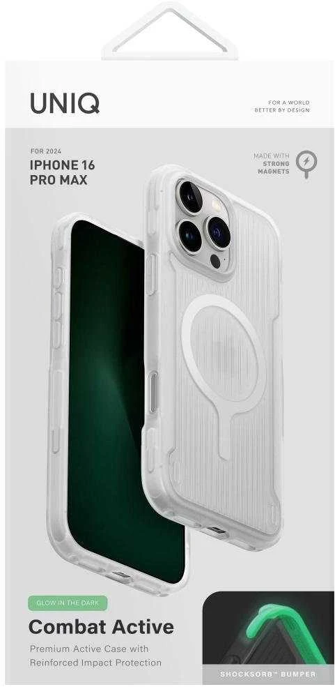 Uniq Combat Active Magclick įkrovimo dėklas, skirtas iPhone 16 Pro Max - Baltas