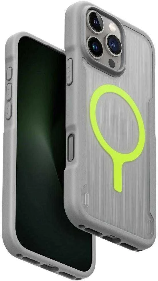 Uniq Combat Active Magclick įkrovimo dėklas, skirtas iPhone 16 Pro Max – pilkas