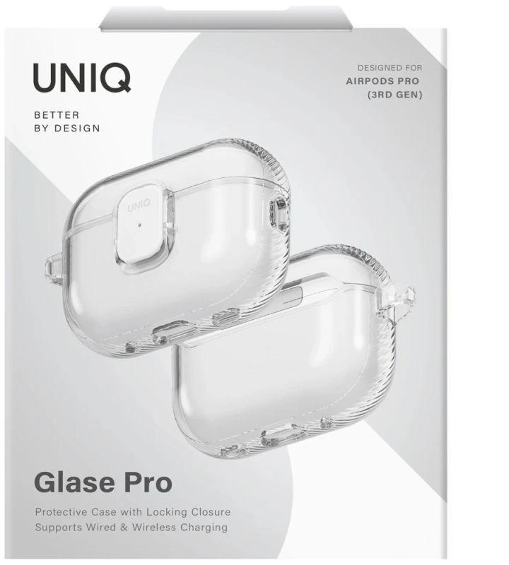 Uniq Glase Pro dėklas AirPods Pro 3 Lock Case - Skaidrus