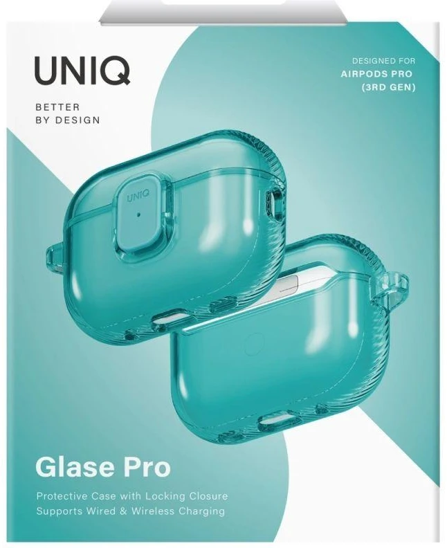 Uniq Glase Pro dėklas AirPods Pro 3 Lock Case - Permatomas Mėlynas
