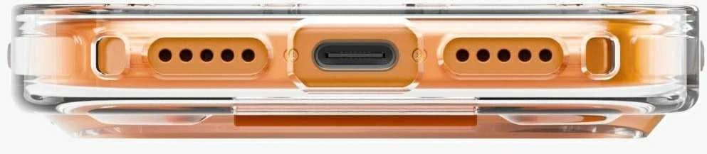 „Uniq Heldro Air“ dėklas, skirtas „iPhone 17 Pro Max“ su magnetiniu įkrovimu – oranžinis