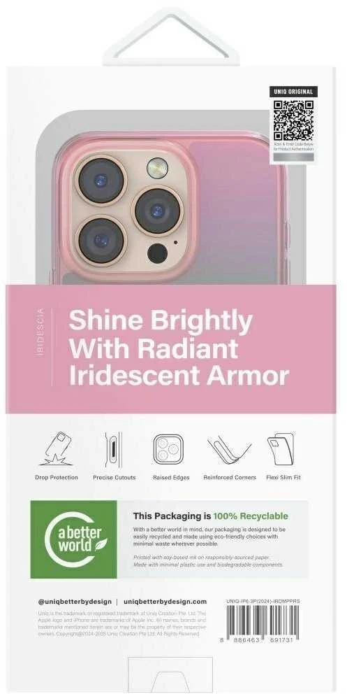 Dėklas Uniq Iridescia Magclick Charging Case for iPhone 16 Pro - Rožinė