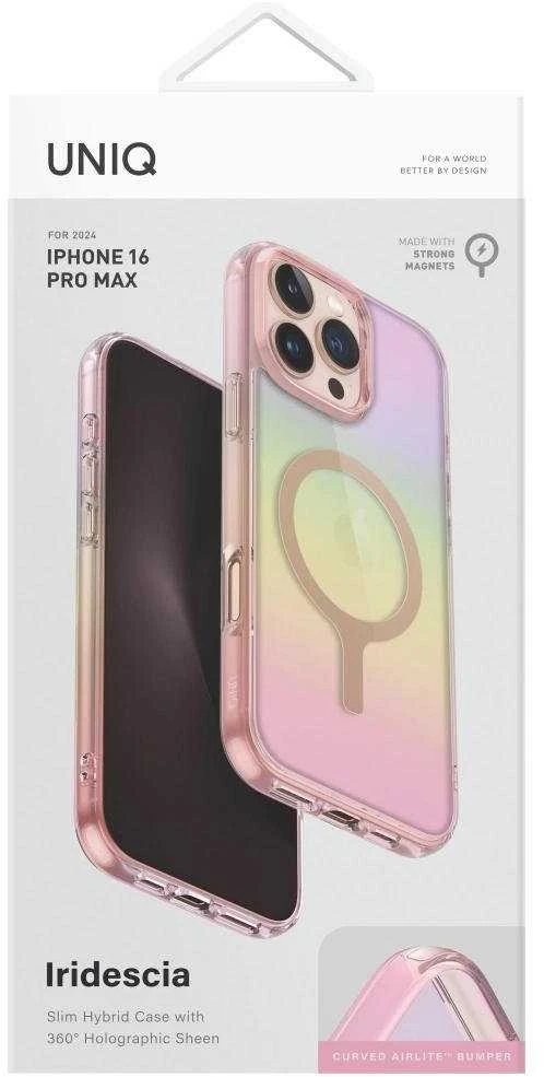 Dėklas Uniq Iridescia Magclick Charging Case for iPhone 16 Pro Max - Rožinė