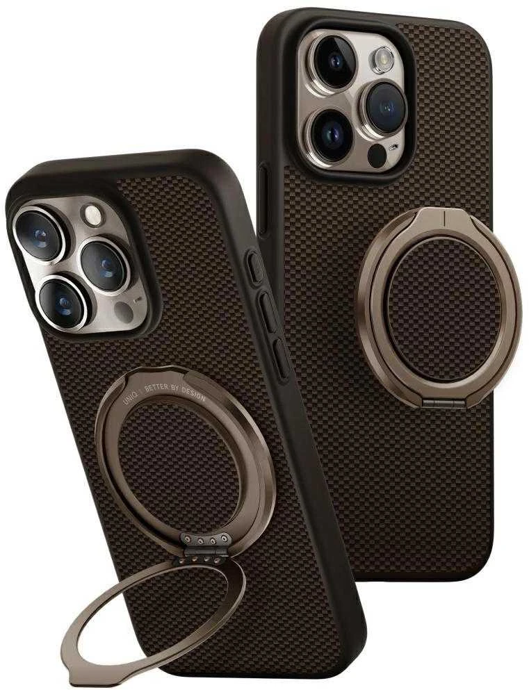 Uniq Keva Air Magclick įkrovimo GripFit dėklas, skirtas iPhone 16 Pro – rudas