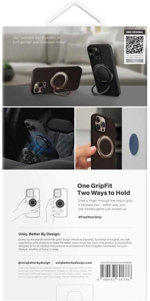 Uniq Keva Air Magclick įkrovimo GripFit dėklas, skirtas iPhone 16 Pro Max – rudas