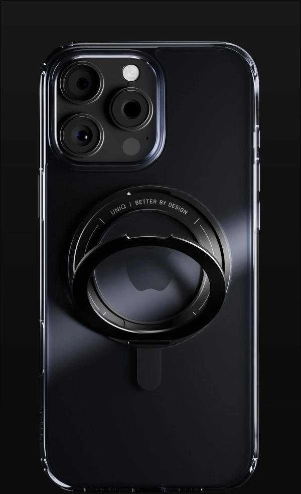 Uniq Swivix 360 besisukantis stovo dėklas, skirtas iPhone 16 Pro Max - Juodas