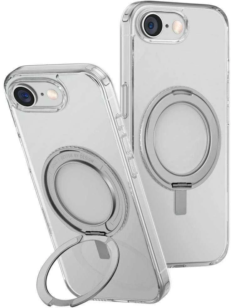 „Uniq Swivix 360“ besisukantis dėklas su atrama, skirtas „iPhone 16e“ – permatomas