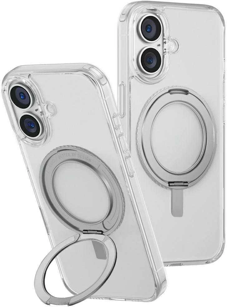 Uniq Swivix 360 besisukantis stovo dėklas, skirtas iPhone 16 – skaidrus