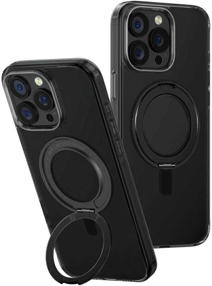 Uniq Swivix 360 besisukantis stovo dėklas, skirtas iPhone 16 Pro Max - Juodas